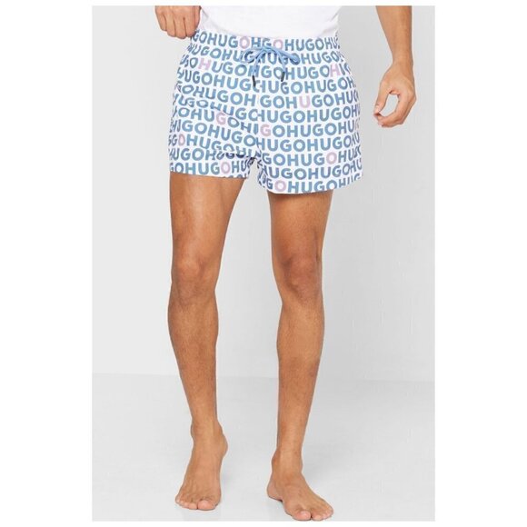 HUGO BOSS Logo-Print Swim Shorts in Blue / White Quick-Drying MENS Sz XL NWT - Picture 4 of 8